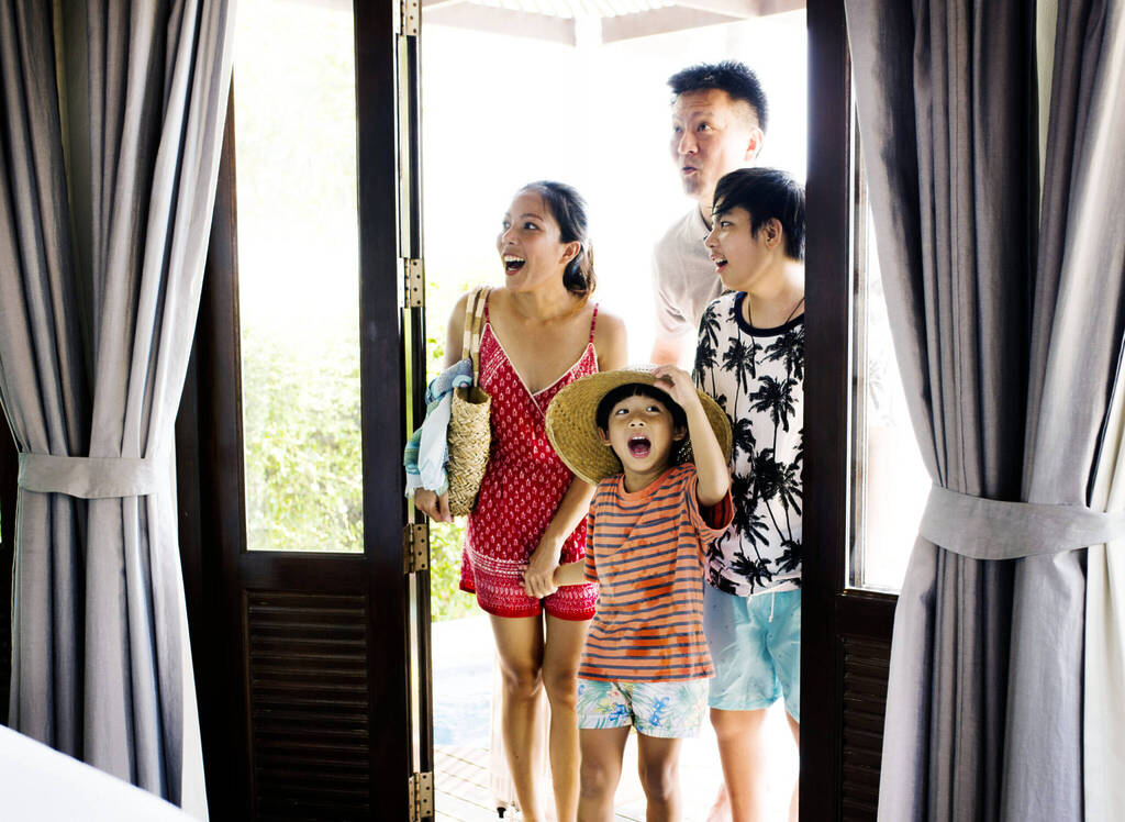 Asian Family On Vacation