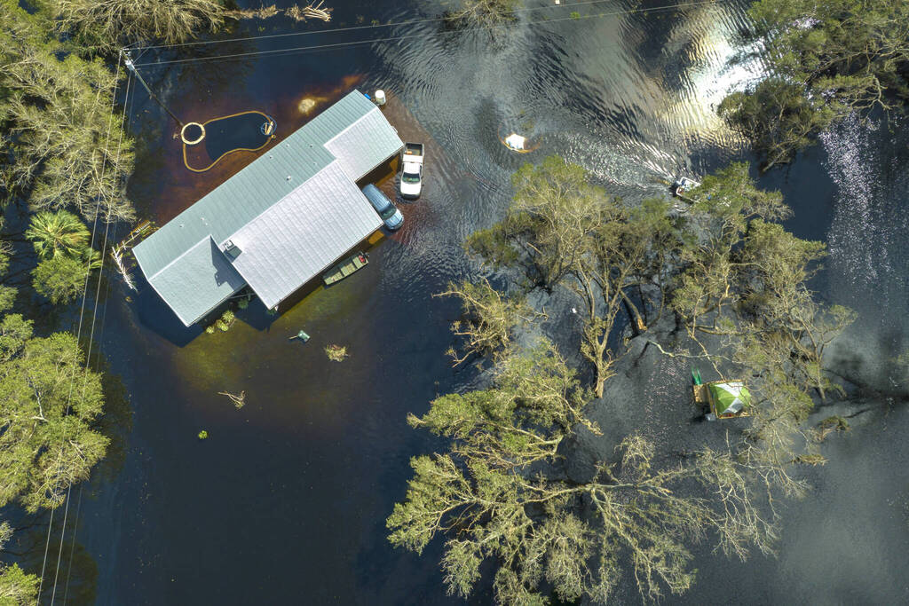 Flooded Houses By Hurricane Ian Rainfall In Florida