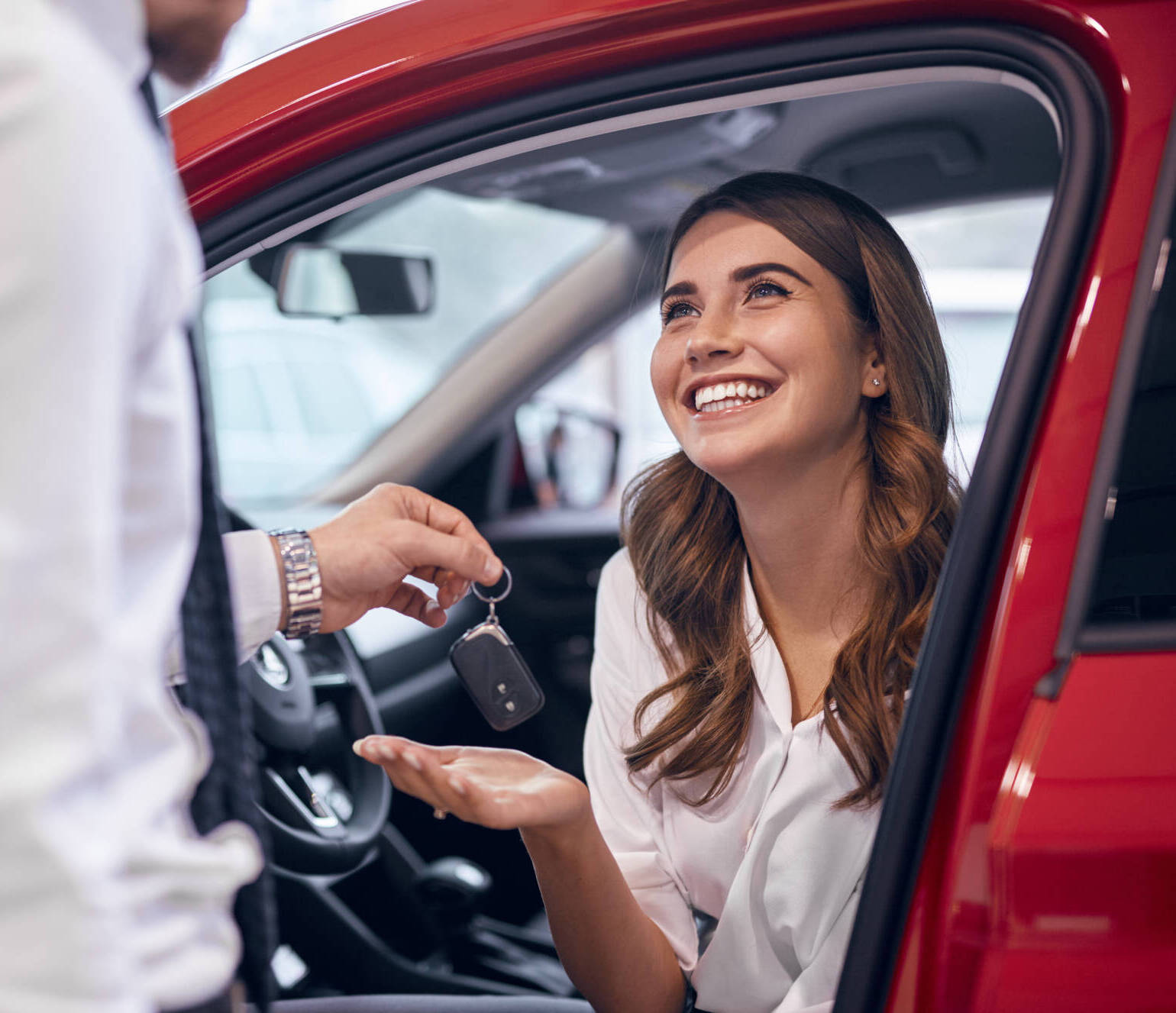 Dealer Giving Keys To Happy Customer Dealer Giving Keys To Happy Customer